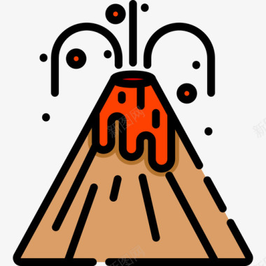 火山自然27线性颜色图标图标