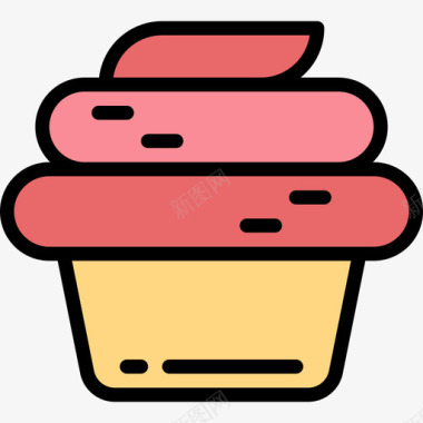 纸杯蛋糕咖啡店52线性颜色图标图标
