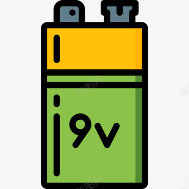 电池电源和能量5线性颜色图标图标