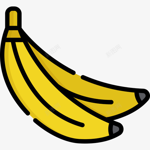 香蕉水果蔬菜7种图标svg_新图网 https://ixintu.com 水果 线形颜色 蔬菜7种 香蕉