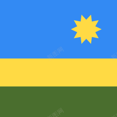 卢旺达方形国家简单旗帜图标图标