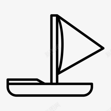 帆船波浪图标图标
