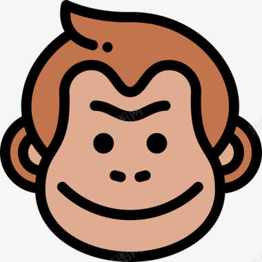 猴子野生动物16线性颜色图标图标