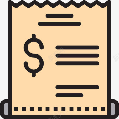 支票购物和电子商务2线性颜色图标图标