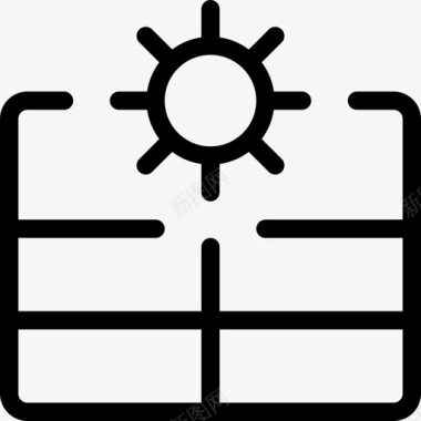 太阳能电池板生态学114线性图标图标