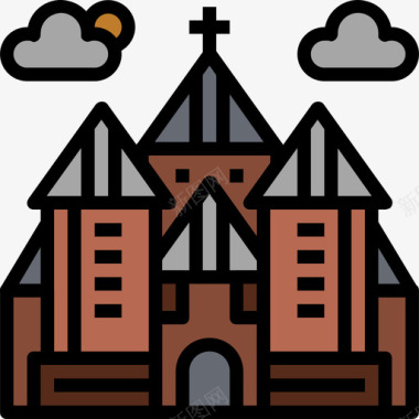 犹太教堂城市元素31线性颜色图标图标
