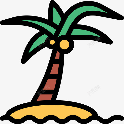 棕榈树夏季派对20线形颜色图标svg_新图网 https://ixintu.com 夏季派对20 棕榈树 线形颜色