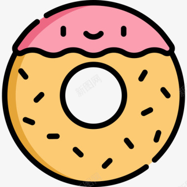 甜甜圈面包房29线性颜色图标图标