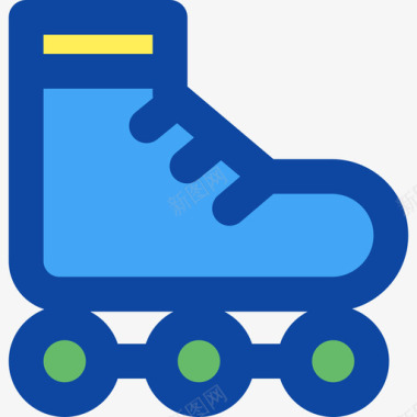 溜冰鞋运动33线性颜色图标图标