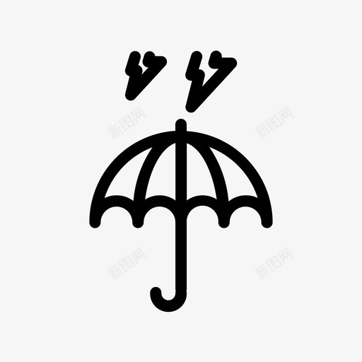 雨伞雷雨阴雨天气图标svg_新图网 https://ixintu.com 天气 天气线 阴雨 阴雨天气 雨伞雷雨