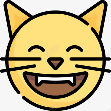 猫表情符号16线性颜色图标图标