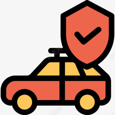 保险汽车6线性颜色橙色图标图标