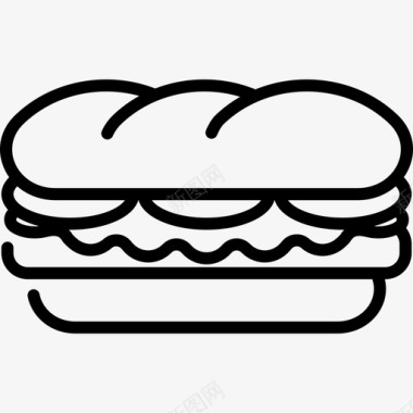 三明治食品甜点3线性图标图标