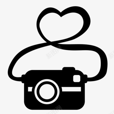 婚礼摄影师相机爱情图标图标