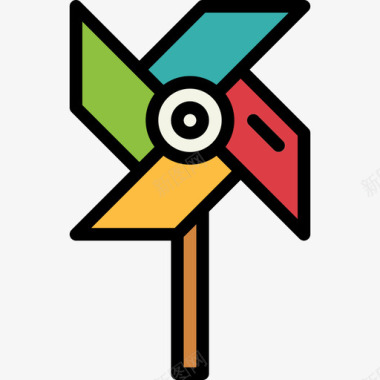 风车玩具26线性颜色图标图标