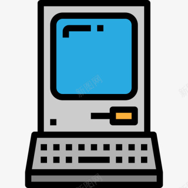 软盘计算机与技术2线性彩色图标图标
