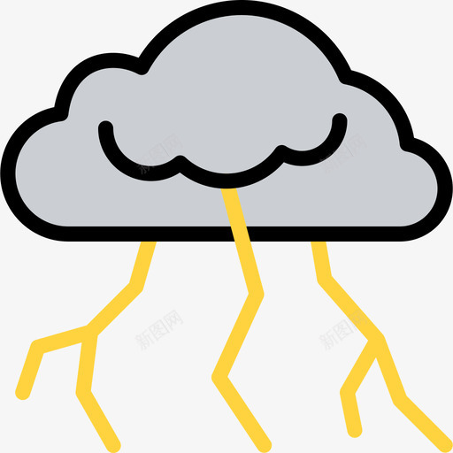 雷雨128号天气线性颜色图标