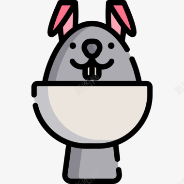 复活节兔子复活节35线性颜色图标图标