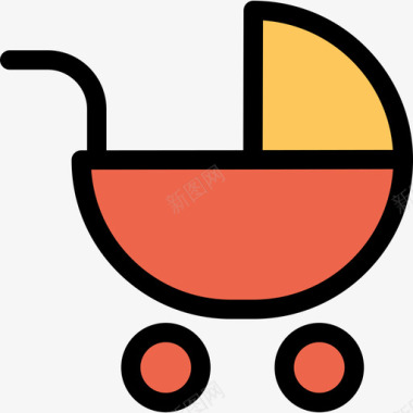 婴儿车婴儿59直线颜色橙色图标图标