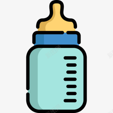 婴儿奶瓶机场29线性颜色图标图标