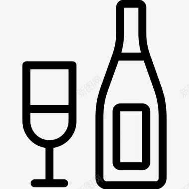 香槟28号酒吧直线型图标图标