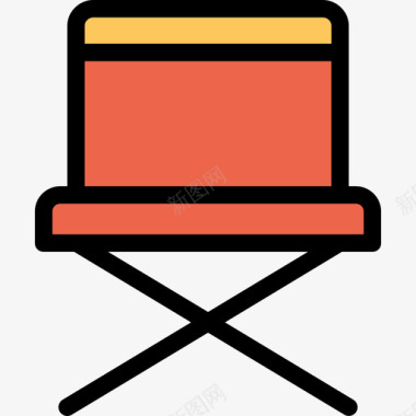 椅子野营63线性颜色橙色图标图标