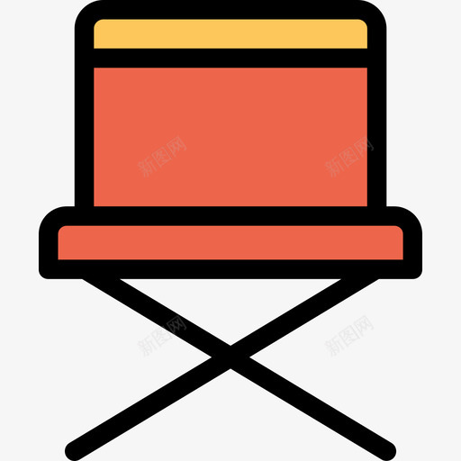 椅子野营63线性颜色橙色图标svg_新图网 https://ixintu.com 椅子 线性颜色橙色 野营63