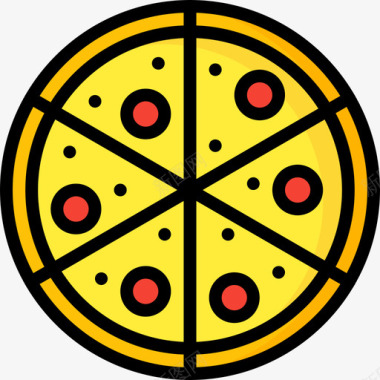 披萨食品和饮料19原色图标图标