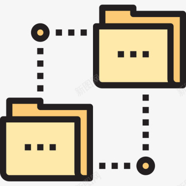 文件夹网络和数据库线颜色图标图标