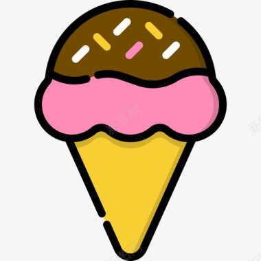 冰淇淋夏季派对6线性颜色图标图标