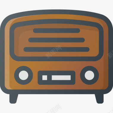 收音机复古5线性颜色图标图标