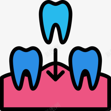 种植体牙科6线性颜色图标图标