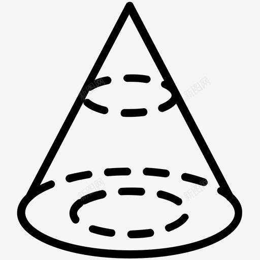 圆锥体二维二维造型图标svg_新图网 https://ixintu.com 三维设计 三维造型 二维设计 二维造型 五边形线条图标 几何形状 圆锥体