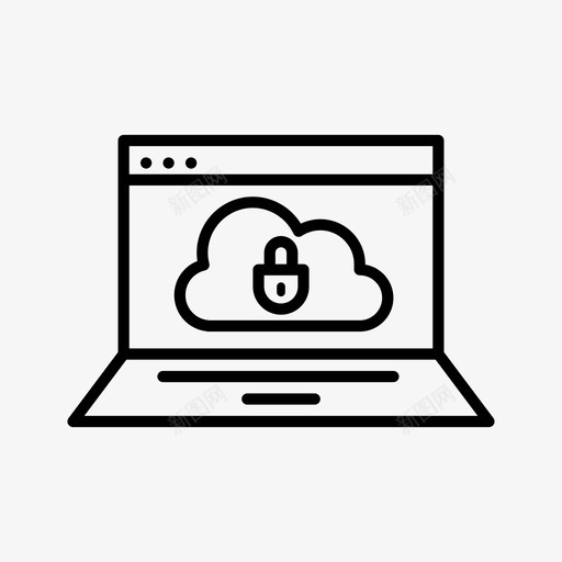 笔记本安全云数据库锁图标svg_新图网 https://ixintu.com 业务图标 数据库 笔记本安全云 锁