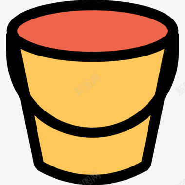 桶施工和工具6线颜色橙色图标图标