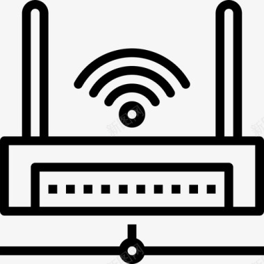 Wifi路由器网络和数据库概要线性图标图标