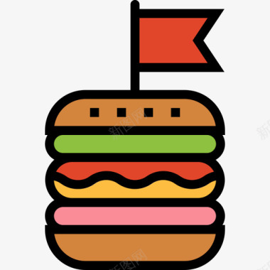 汉堡快餐27原色图标图标