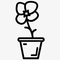 室内装饰线雏菊植物室内装饰自然图标高清图片