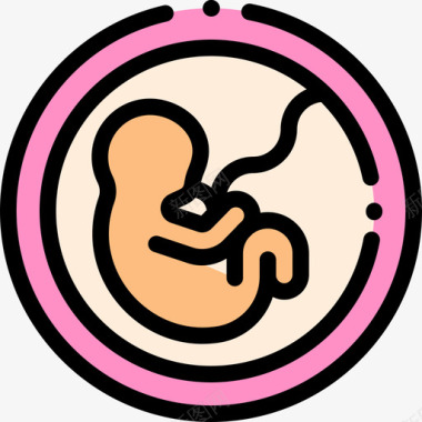 胎儿母性6线形颜色图标图标