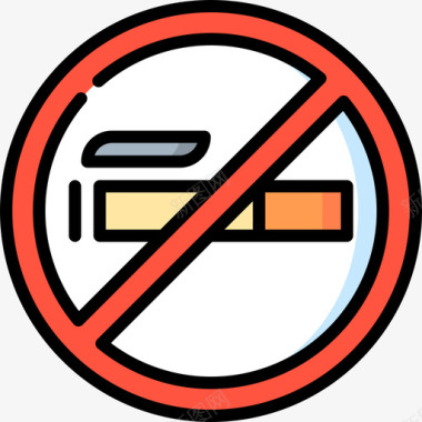 禁止吸烟符号23线颜色图标图标