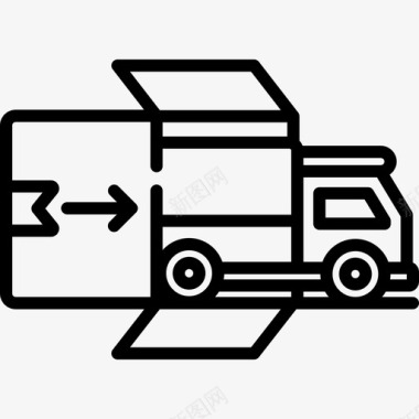 送货卡车包裹运送7直线图标图标
