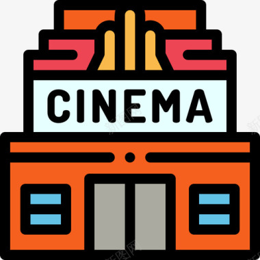 电影院城市建筑2线性色彩图标图标