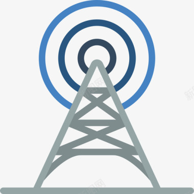 塔楼通信8号扁平图标图标