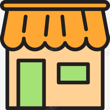 商店购物和电子商务2线性颜色图标图标