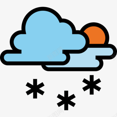 降雪122号天气线性颜色图标图标