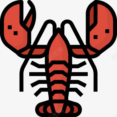 龙虾食物70线形颜色图标图标