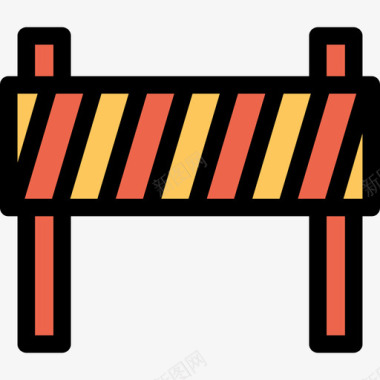 屏障施工和工具6线颜色橙色图标图标