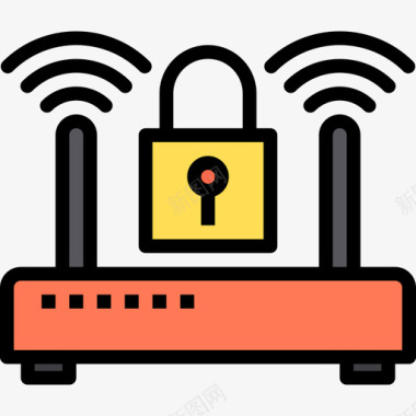 Wifi网络和安全3线性颜色图标图标