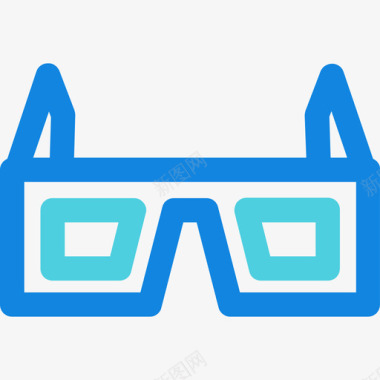 3d眼镜技术27线性蓝色图标图标