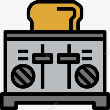 烤面包机厨房工具15线性颜色图标图标